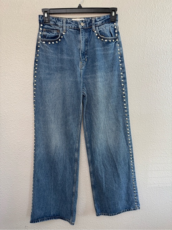 Reformation Denim - Reformation Cary High Rise Slouchy Wide Leg Jeans in Chesapeake Studded Size 27